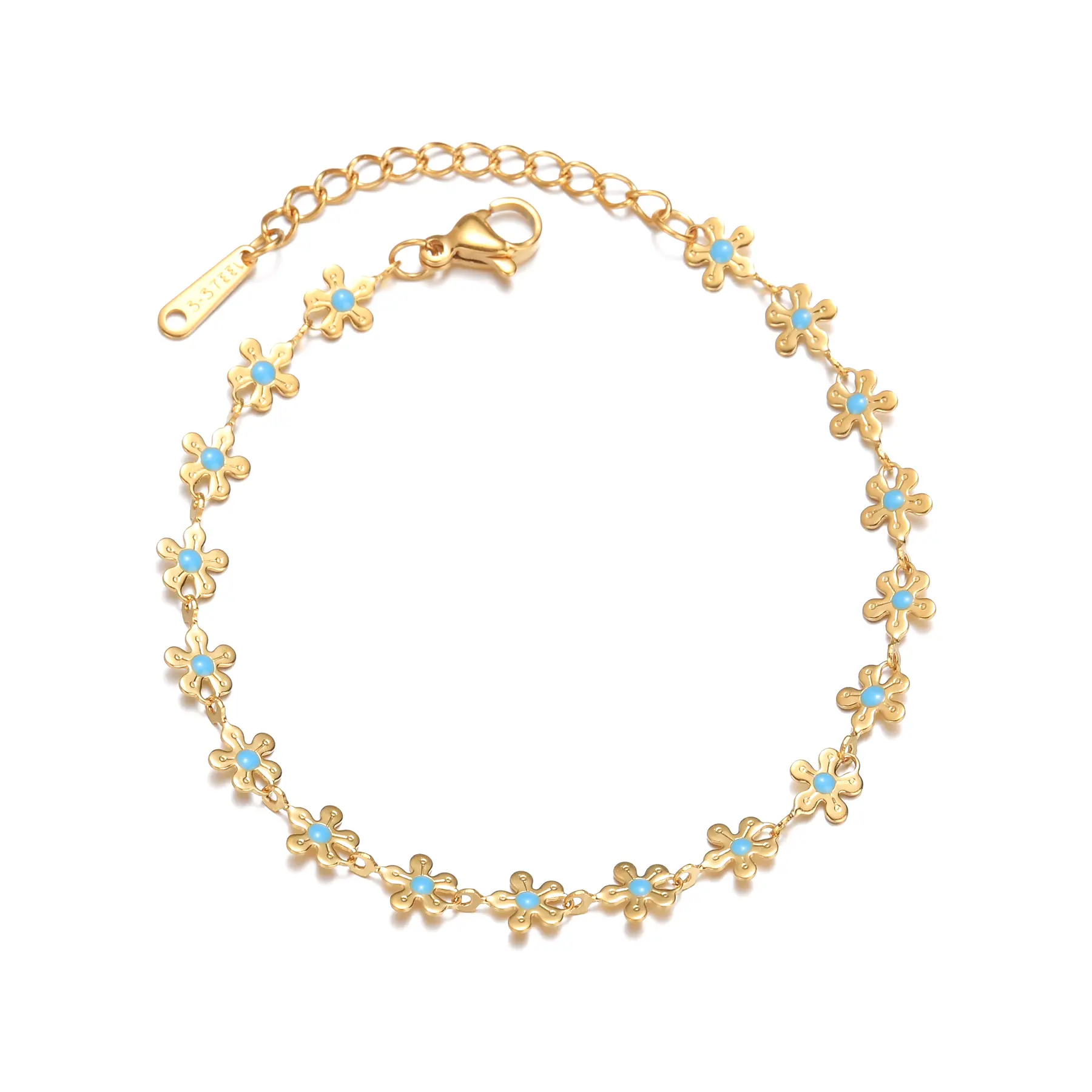 Freeteeme Trendy Drip Oil Bracelet for Women Fashion Stainless Steel Heart Flower Hand Chain Bracelet Gold Color Jewelry Gift