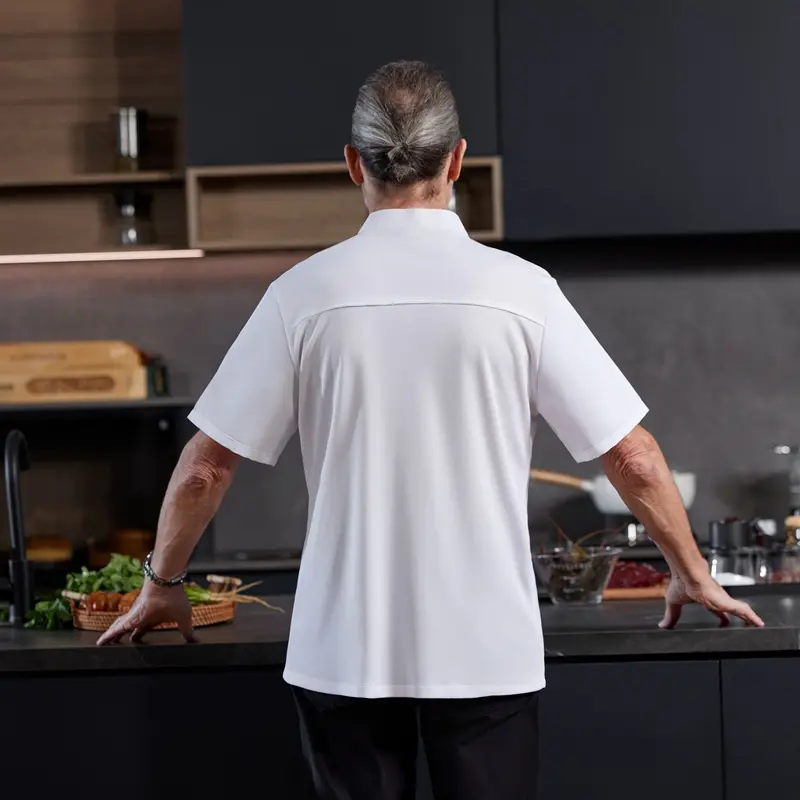 Men Chef's Shirt Restaurant Cook Uniforms Breathable Cooking Jacket Hotel Catering Cake Room Food Service Kitchen Work Clothing