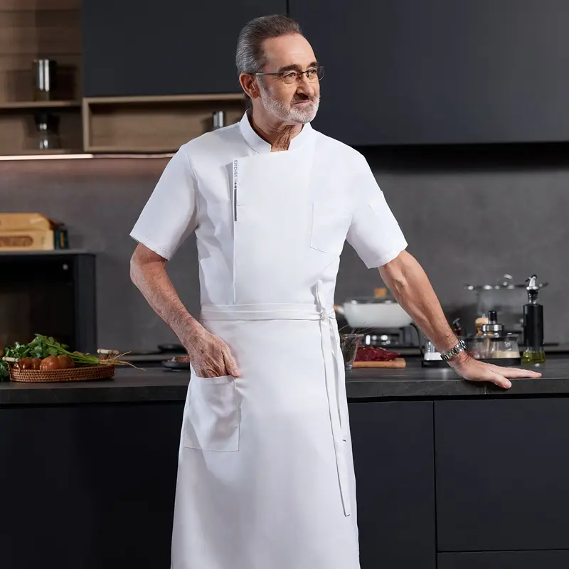 Men Chef's Shirt Restaurant Cook Uniforms Breathable Cooking Jacket Hotel Catering Cake Room Food Service Kitchen Work Clothing