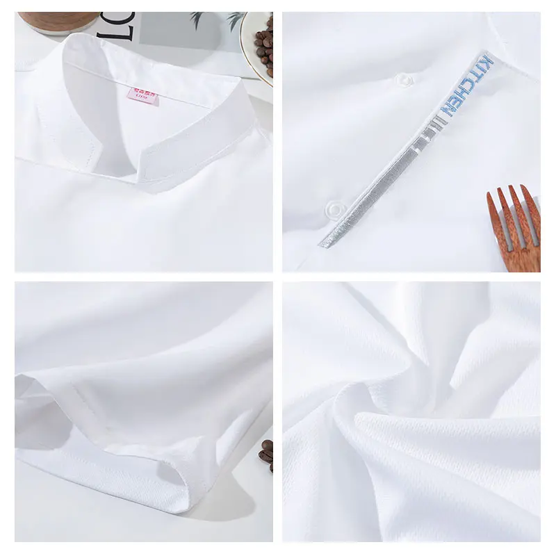 Men Chef's Shirt Restaurant Cook Uniforms Breathable Cooking Jacket Hotel Catering Cake Room Food Service Kitchen Work Clothing