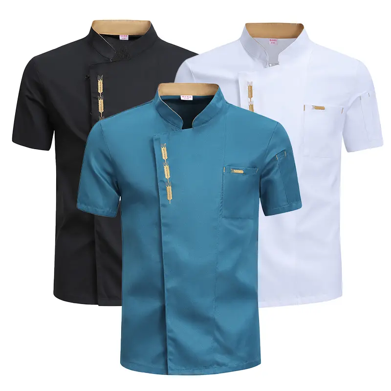 Chef Uniform Catering Waiter Shirt Summer  Restaurant Kitchen Cook Jacket Bakery Waiter Clothes for Back Breathable Mesh Design