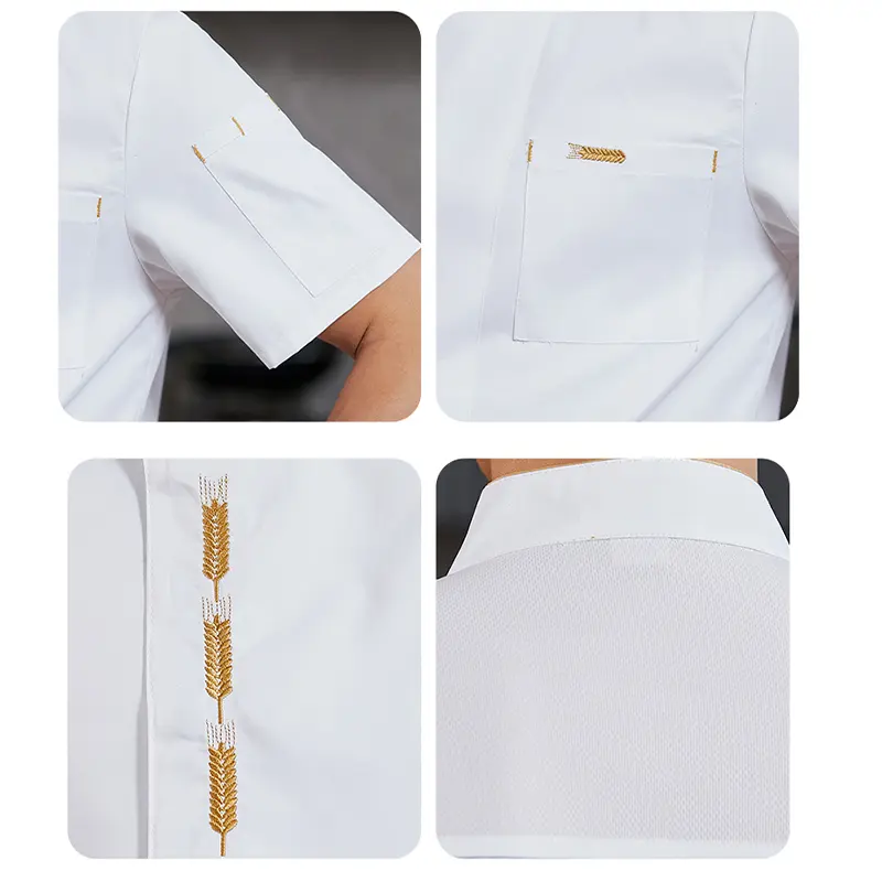 Chef Uniform Catering Waiter Shirt Summer  Restaurant Kitchen Cook Jacket Bakery Waiter Clothes for Back Breathable Mesh Design