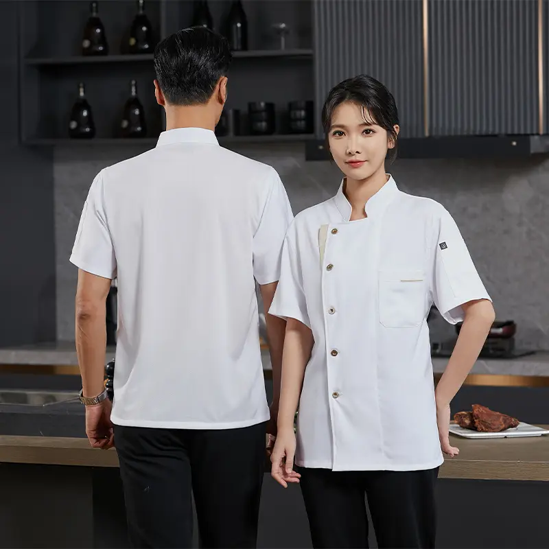 Summer Cook Jacket Restaurant Kitchen Chef Work Uniform  Waiter White Shirt Cooking Costume Barber Catering Bakery Overalls