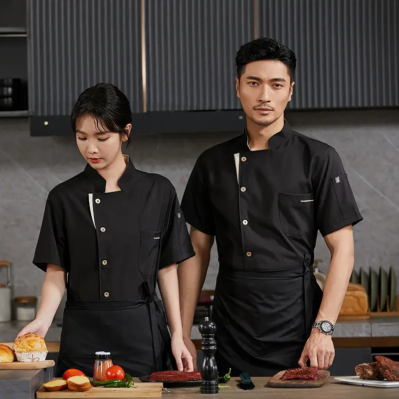 Summer Cook Jacket Restaurant Kitchen Chef Work Uniform  Waiter White Shirt Cooking Costume Barber Catering Bakery Overalls