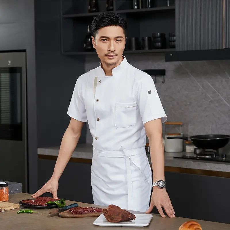 Summer Cook Jacket Restaurant Kitchen Chef Work Uniform  Waiter White Shirt Cooking Costume Barber Catering Bakery Overalls