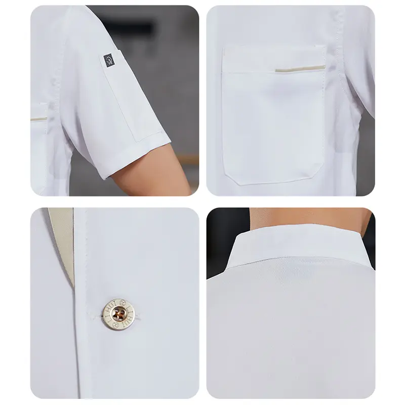 Summer Cook Jacket Restaurant Kitchen Chef Work Uniform  Waiter White Shirt Cooking Costume Barber Catering Bakery Overalls