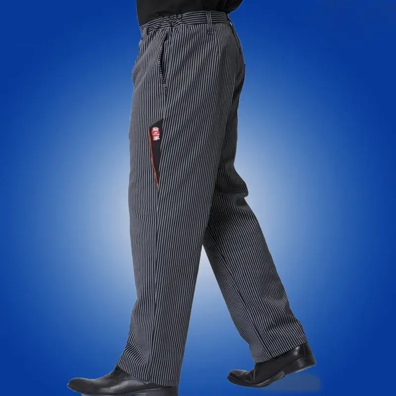 Chef Pants for Men Restaurant Uniform Chef Trousers Striped Elastic Workwear for Kitchen Zebra Pants Food Service Cook Costume