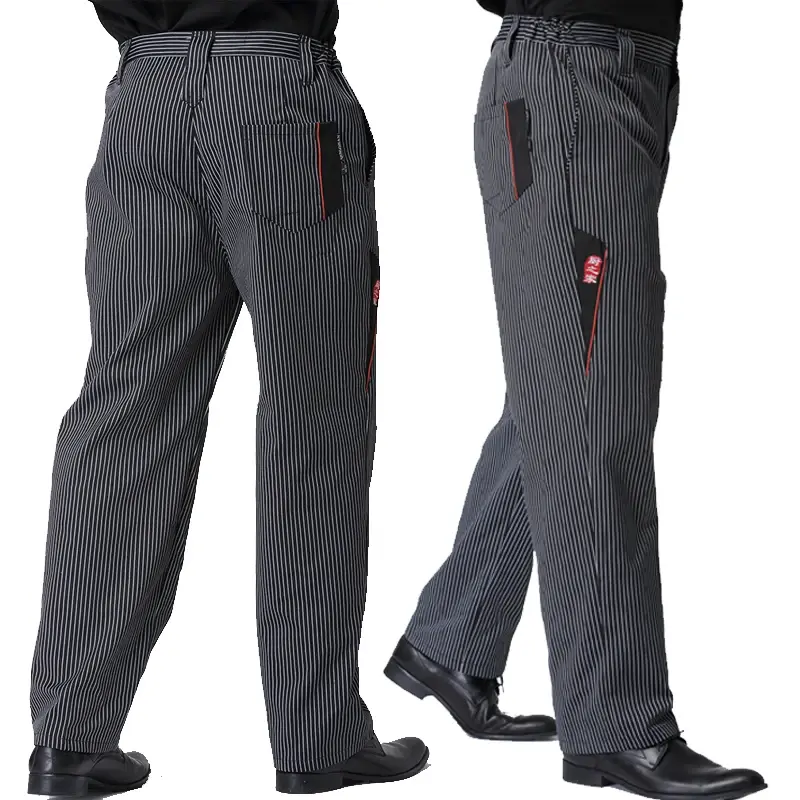 Chef Pants for Men Restaurant Uniform Chef Trousers Striped Elastic Workwear for Kitchen Zebra Pants Food Service Cook Costume