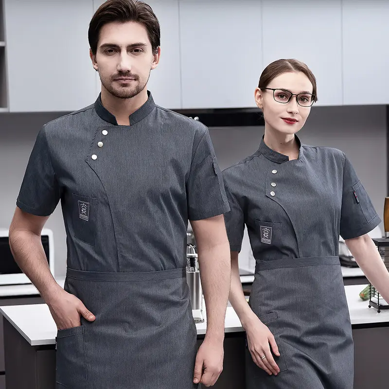 Chef Clothes Waiter Overalls Chef Clothes Women Men's Cook Jackets Kitchen Uniform Bakery Cafe Waiter Workwear Restaurant