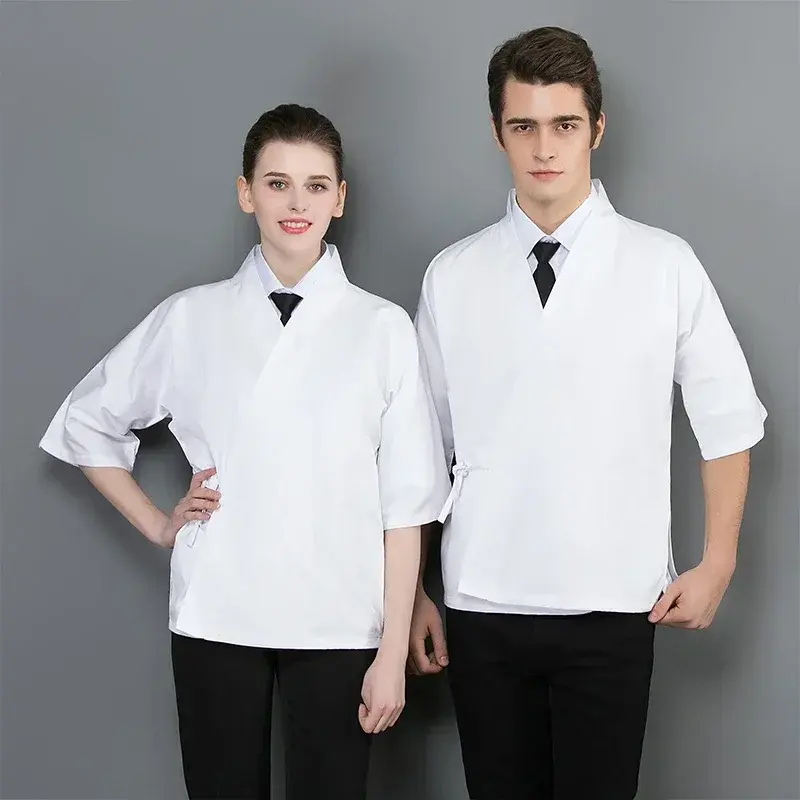 Japanese Chef's Uniform Food Service Chef Jacket Men Cooking Shirt Work Tops Kitchen Costume Restaurant Work Clothes