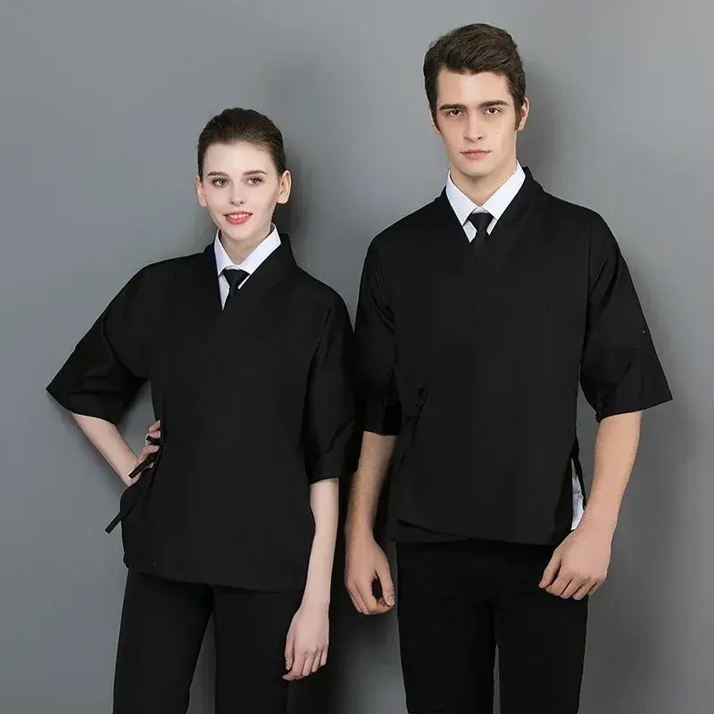Japanese Chef's Uniform Food Service Chef Jacket Men Cooking Shirt Work Tops Kitchen Costume Restaurant Work Clothes