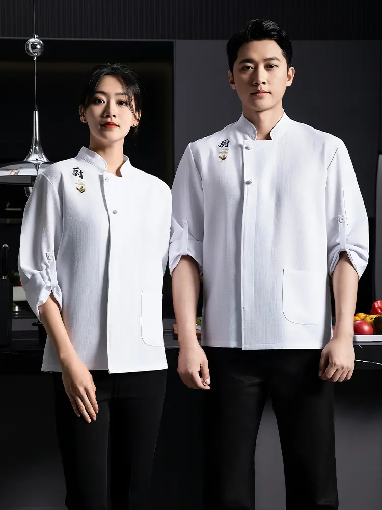 Hotel Long Sleeve Workwear Autumn Professional Chef Breathable Blouse Work clothes Kitchen T-shirt Uniform Cooking Jackets