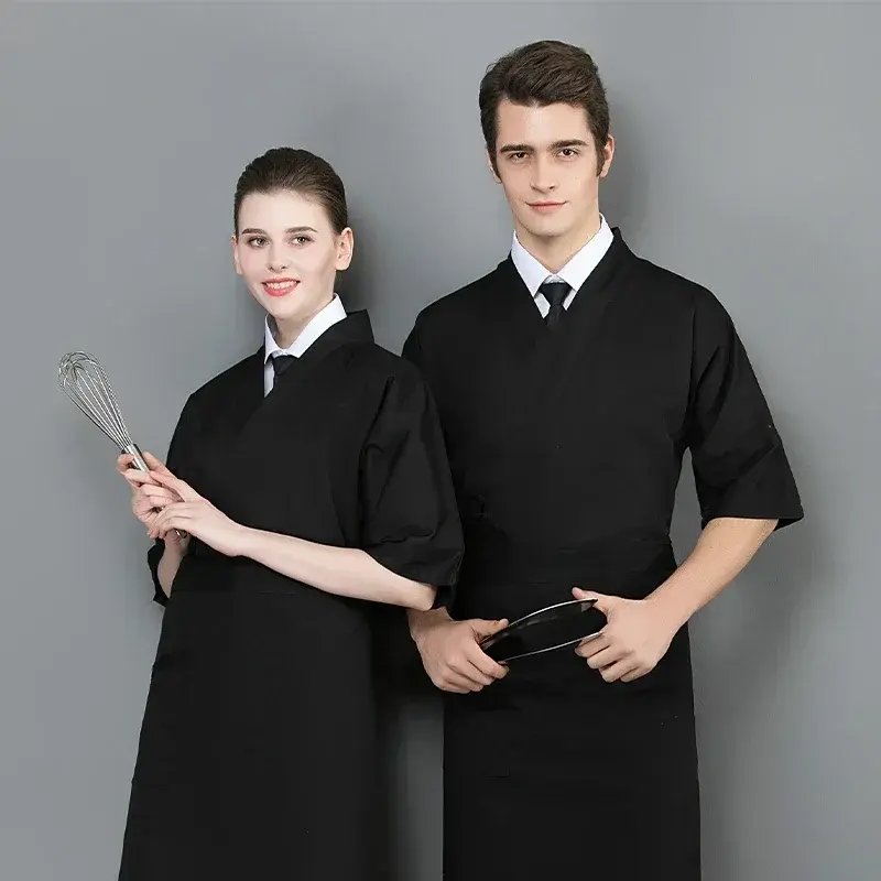 Japanese Chef's Uniform Food Service Chef Jacket Men Cooking Shirt Work Tops Kitchen Costume Restaurant Work Clothes