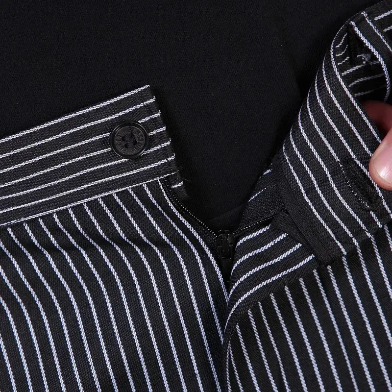 Chef Pants for Men Restaurant Uniform Chef Trousers Striped Elastic Workwear for Kitchen Zebra Pants Food Service Cook Costume