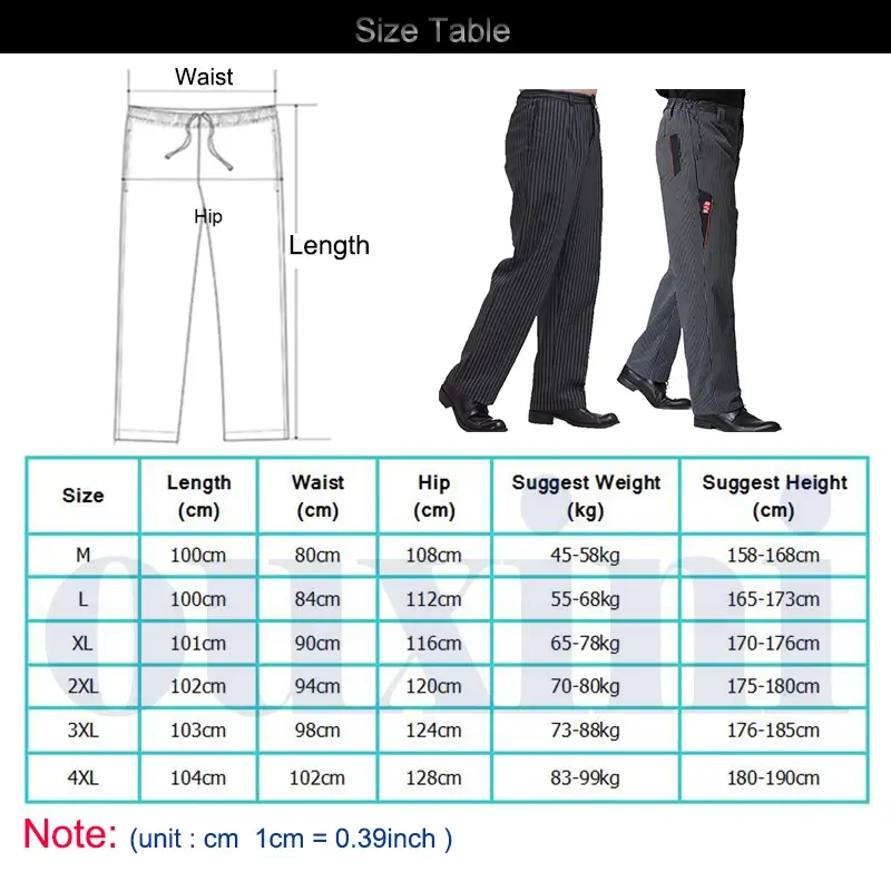 Chef Pants for Men Restaurant Uniform Chef Trousers Striped Elastic Workwear for Kitchen Zebra Pants Food Service Cook Costume