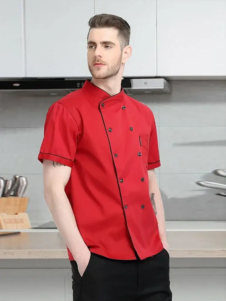 Cake Shop Chef Costume French Restaurant Hotel Chef Uniform Kitchen Canteen Chef Work Short Sleeve Jacket Apron Two-piece Set