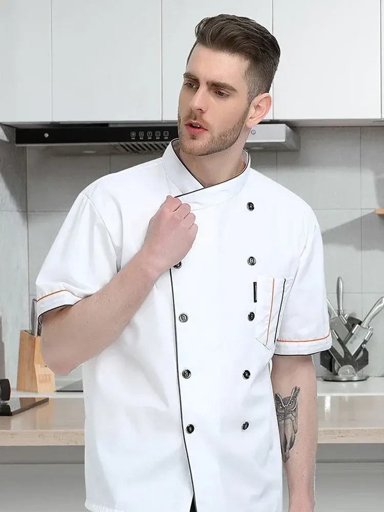 Cake Shop Chef Costume French Restaurant Hotel Chef Uniform Kitchen Canteen Chef Work Short Sleeve Jacket Apron Two-piece Set