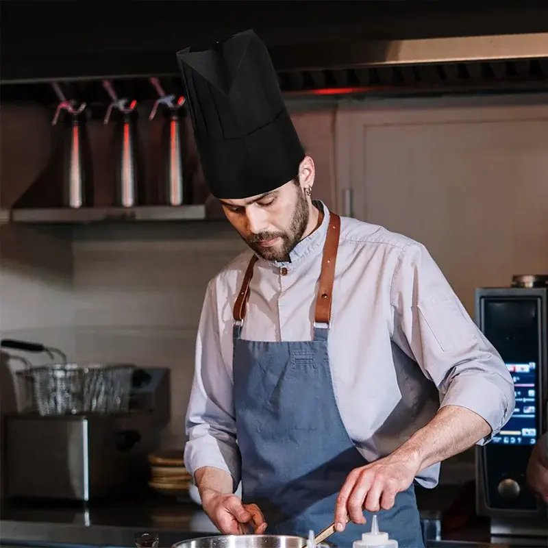 20 Pcs Disposable Chef Hat Men Non-Woven Chef High Caps Breathable Kitchen Lady Breathable Cooking Hats Catering Non-Woven Cap