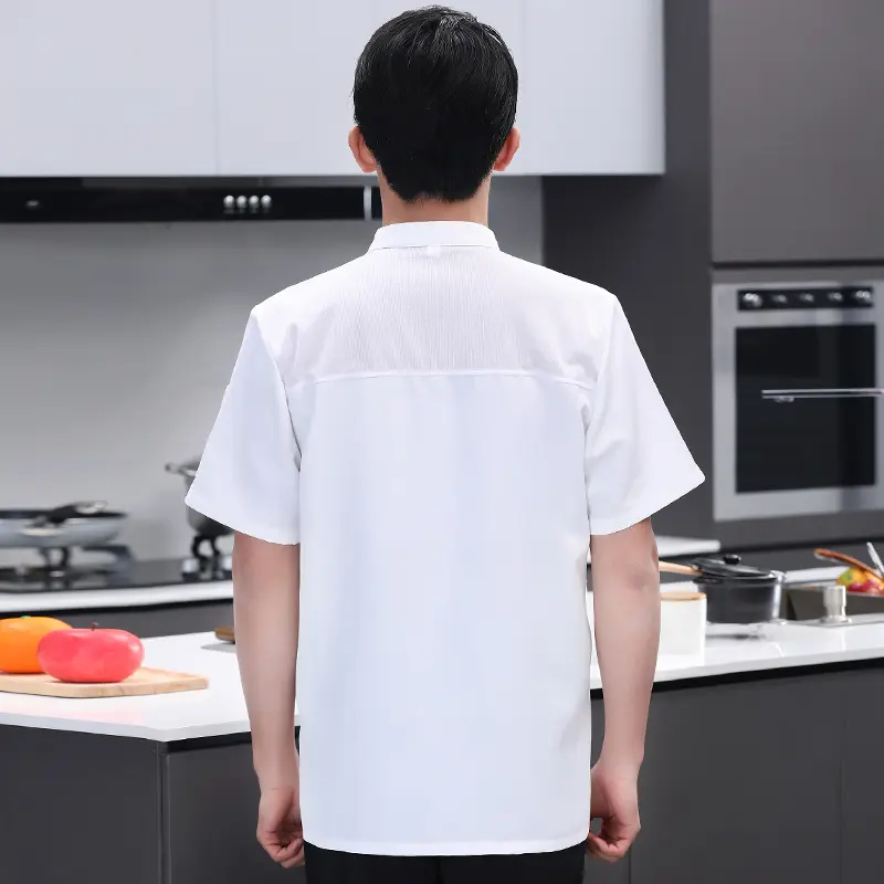 Chef Workwear Kitchen Jacket Shirt Sushi Cook's clothes Restaurant Waiter Coat Hotel Catering Uniform Short sleeves Cook costume
