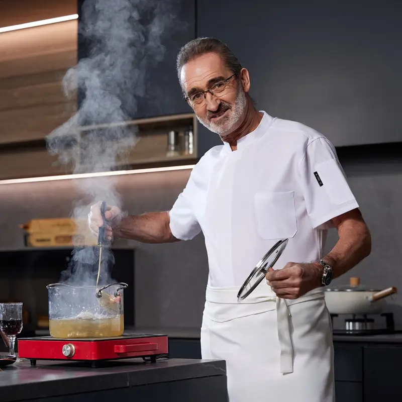 Catering Chef Work Clothes Men's Short-sleeved Food Service Clothes Hotel Restaurant Canteen Baking Pastry Kitchen Cook uniform