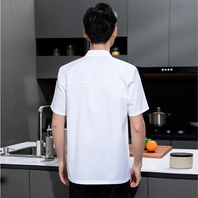 Catering Chef Work uniforms Men's Short-sleeved Summer Clothes Hotel Restaurant Canteen Baking Pastry Kitchen Cook Jacket