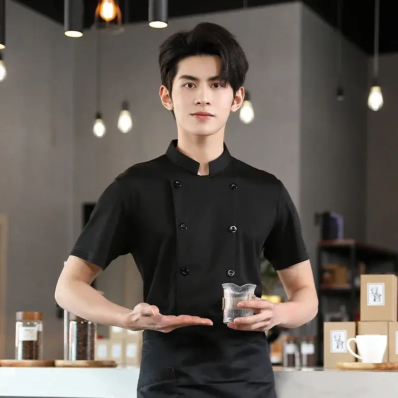 Chef Uniform Jacket Breathable Chef T-shirt Restaurant Uniform Bakery Cafe Waiter Overalls Food Service Hotel Working Clothes