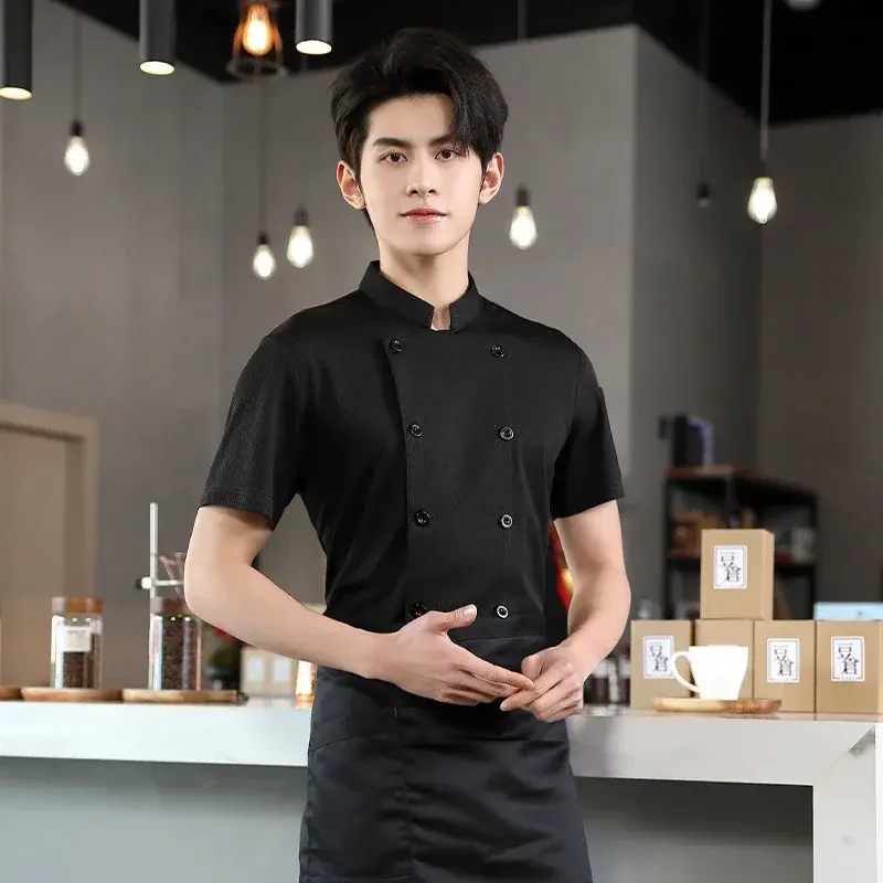Chef Uniform Jacket Breathable Chef T-shirt Restaurant Uniform Bakery Cafe Waiter Overalls Food Service Hotel Working Clothes