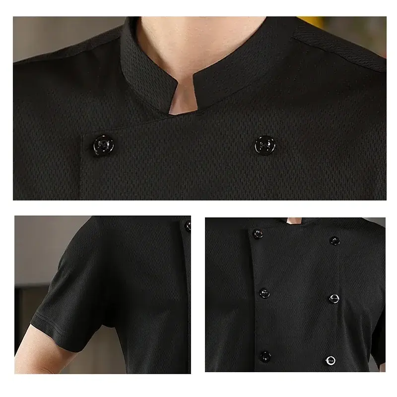Chef Uniform Jacket Breathable Chef T-shirt Restaurant Uniform Bakery Cafe Waiter Overalls Food Service Hotel Working Clothes