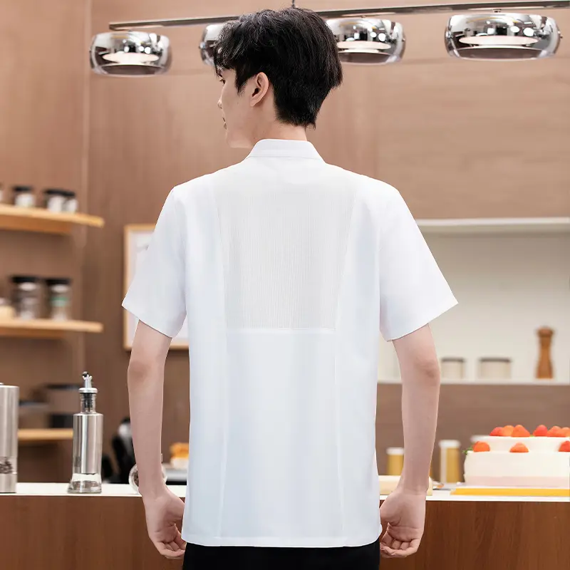 Summer Chef Costume Restaurant Uniform Kitchen Cook Jacket Catering Cooking Shirt Barber Bakery Cafe Waiter/Waitress Overalls