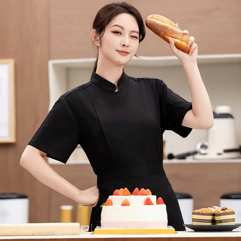 Summer Chef Costume Restaurant Uniform Kitchen Cook Jacket Catering Cooking Shirt Barber Bakery Cafe Waiter/Waitress Overalls