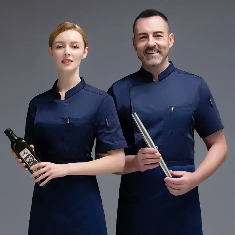 Unisex Chef Shirt Bakery Overalls Cook Overalls Restaurant Working Clothes Chef Uniform Man Cooking Clothes Tops Chef Costume