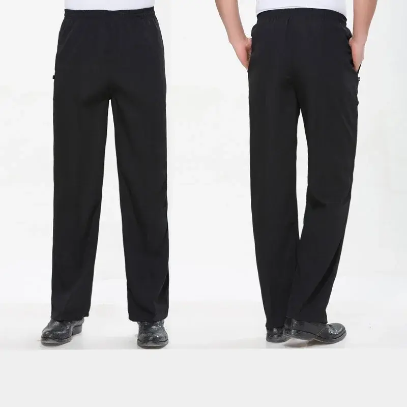 Chef Pants for Men Women Black White Stripes Slim Fit Restaurant Waiter Cook  Uniform Kitchen Trousers