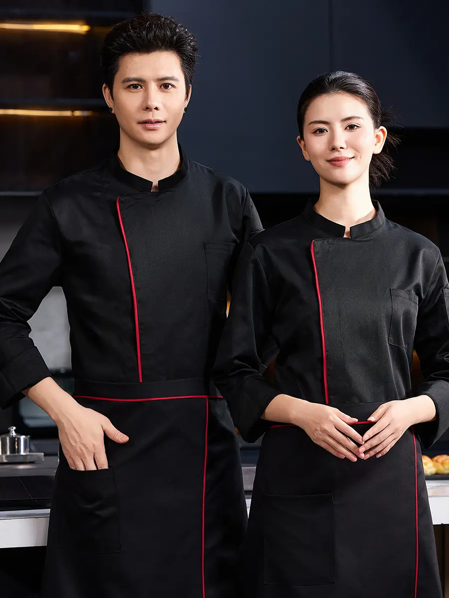Stylish Chef Uniform for Men with Short/Long Sleeves Jacket in Hotels Restaurants Bakeries Food Service Workwear