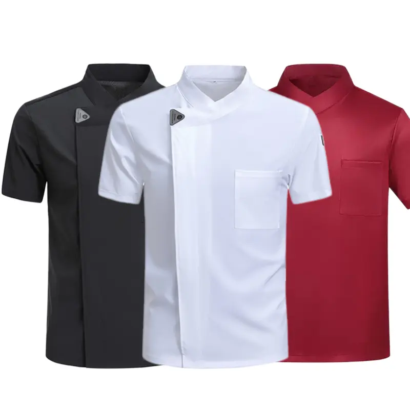 Chef Jacket Men Short Sleeve Women Kitchen Cook Shirt Barber Bartender Pastry Restaurant Waiter Uniform