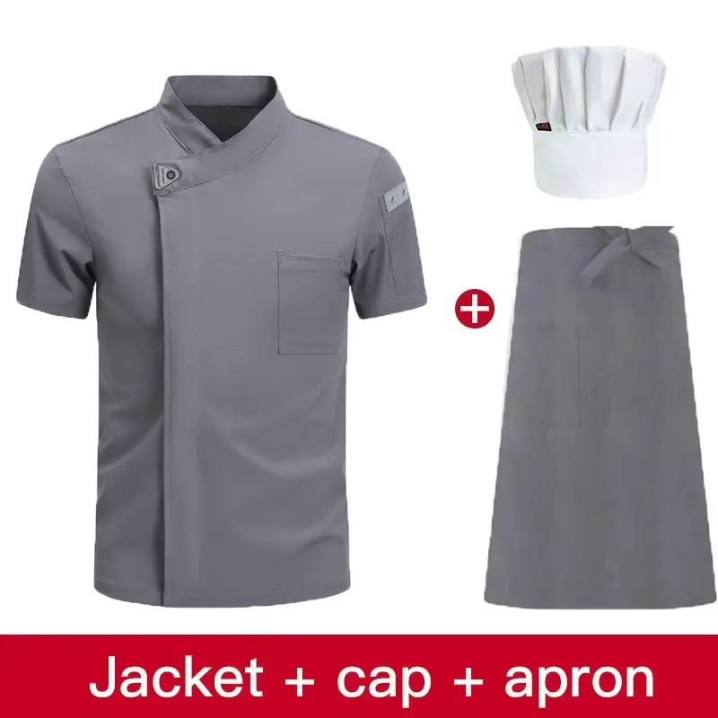 Chef Jacket Men Short Sleeve Women Kitchen Cook Shirt Barber Bartender Pastry Restaurant Waiter Uniform