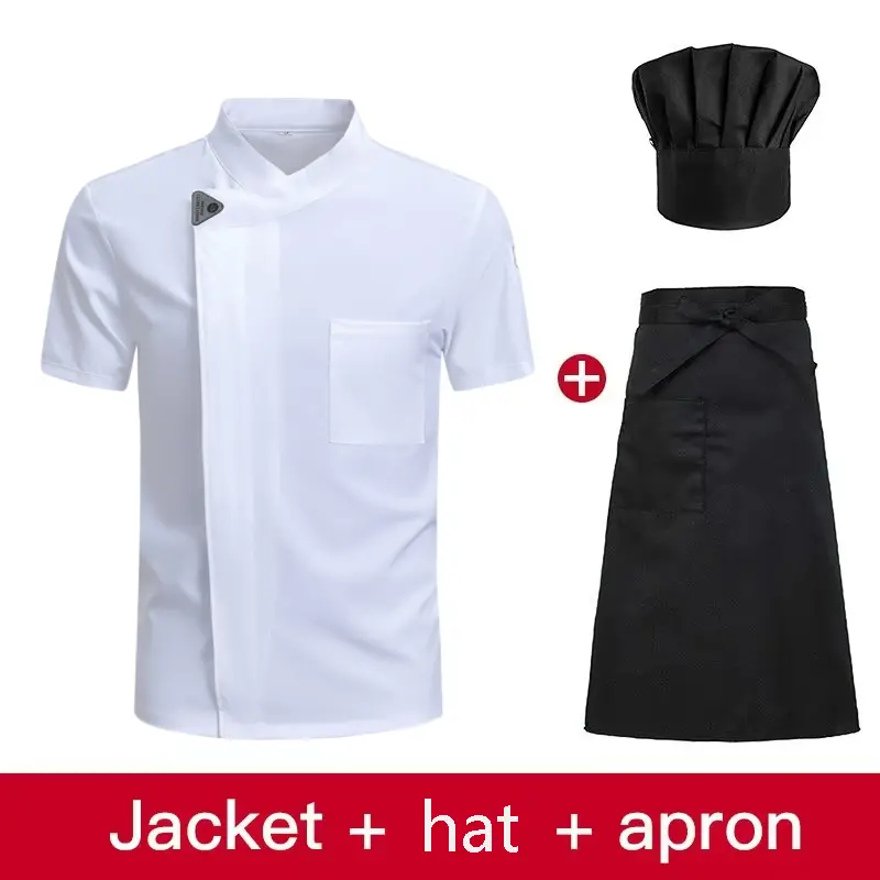 Chef Jacket Men Short Sleeve Women Kitchen Cook Shirt Barber Bartender Pastry Restaurant Waiter Uniform