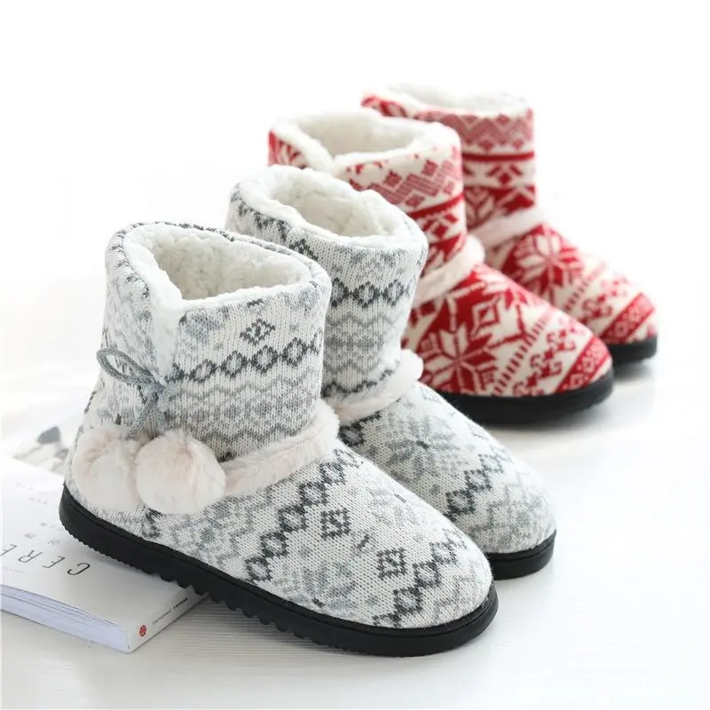 Winter Slipper Booties for Women Warm Plush Indoor Outdoor Cute House Home Shoes Boots
