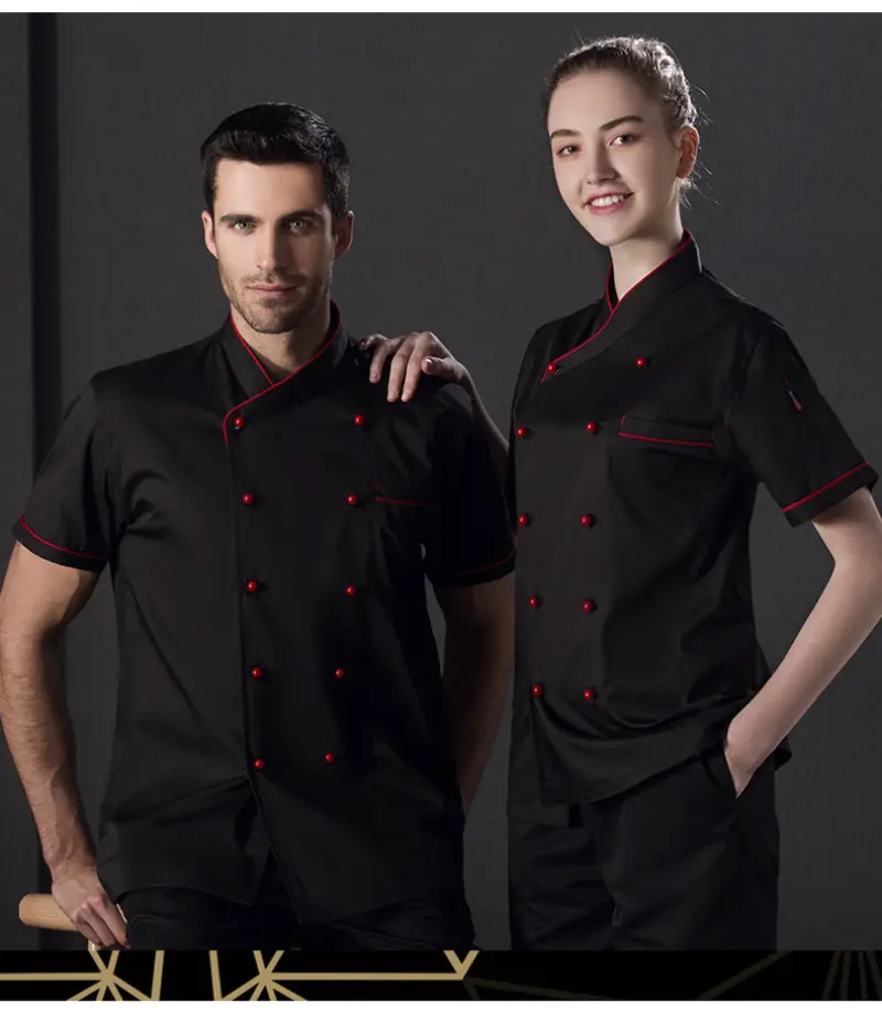 Chef Work Wear Uniform Chef Short Sleeve Double Breasted Jacket Restaurant Hotel Cook Clothes Uniform