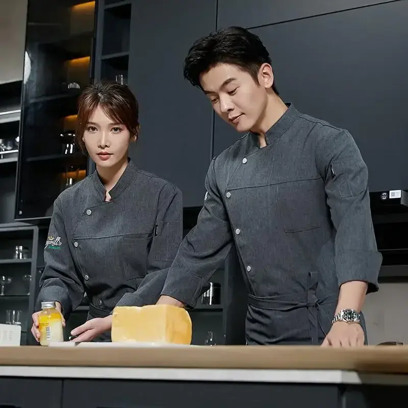 Chef Uniform Coat Men Women Kitchen Cook Jacket Restaurant Bakery Waiter Clothes