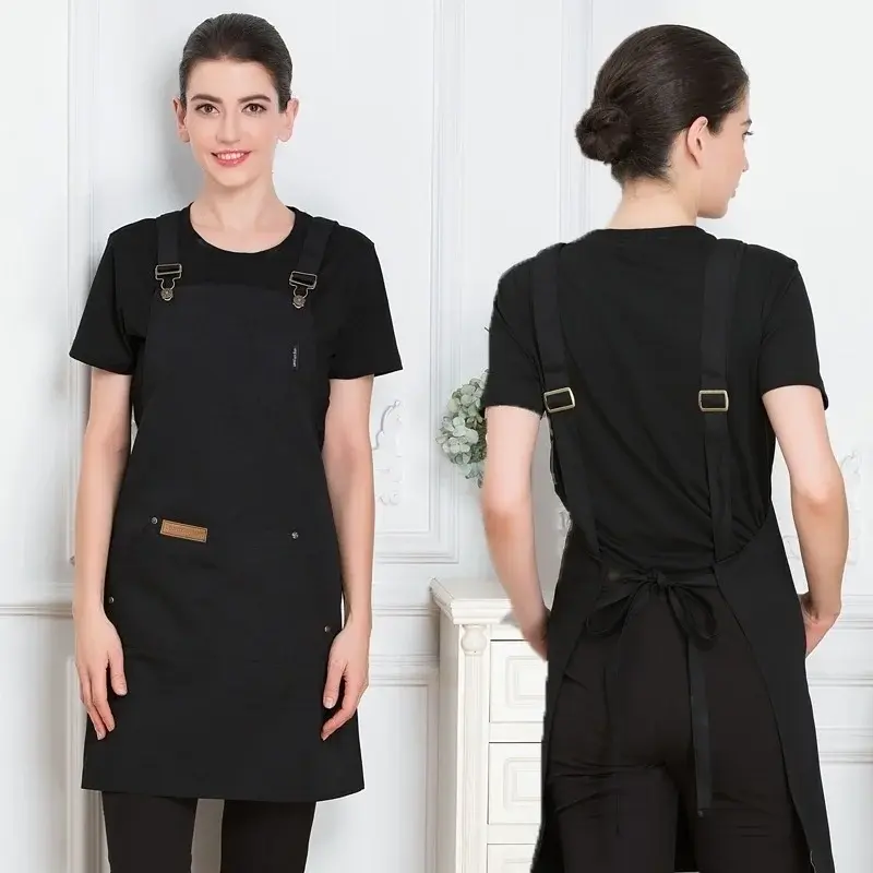 Cooking Bib Apron with Pockets Chef Cook Kitchen Apron for Men Women