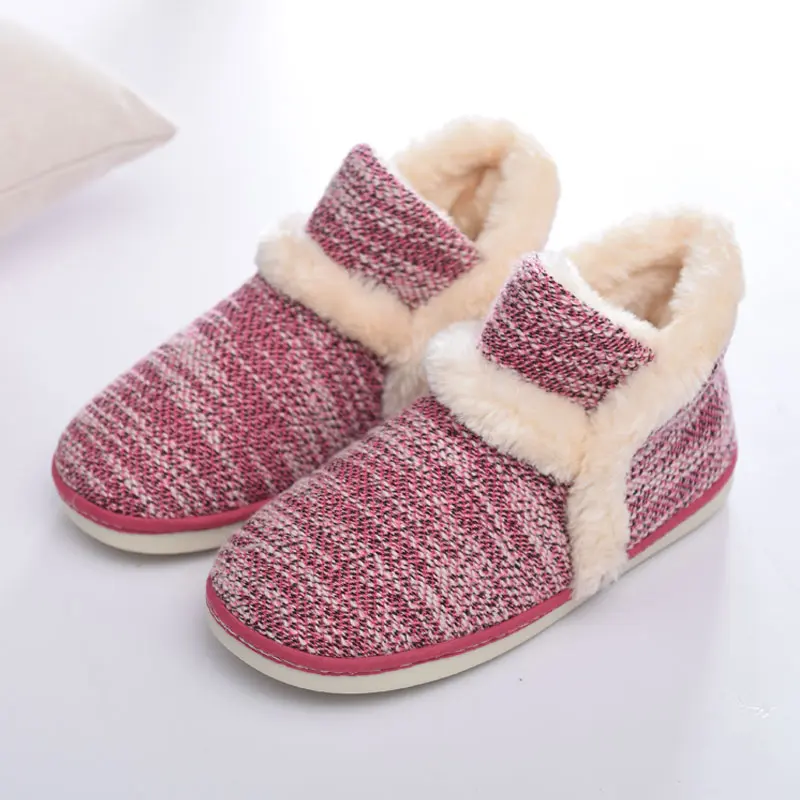 Winter Warm Slippers Booties for Women Plush Knitted House Shoes Ladies Boots Indoor Outdoor