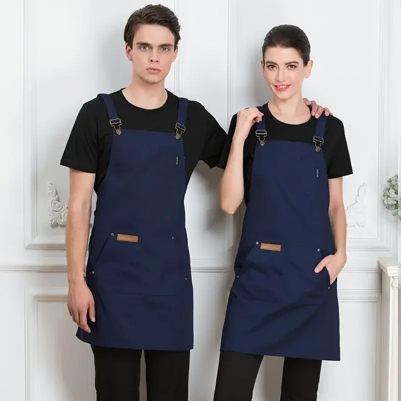 Cooking Bib Apron with Pockets Chef Cook Kitchen Apron for Men Women