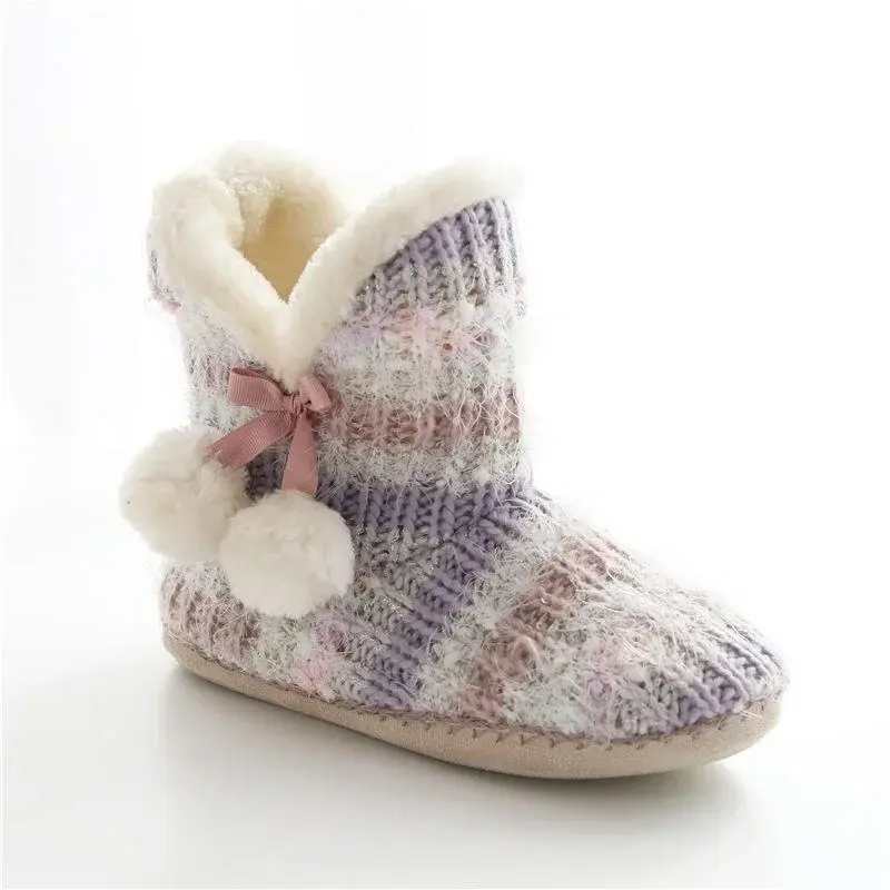 Slippers Booties for Women Plush Knitted House Shoes Slippers Boots Ladies Indoor Outdoor