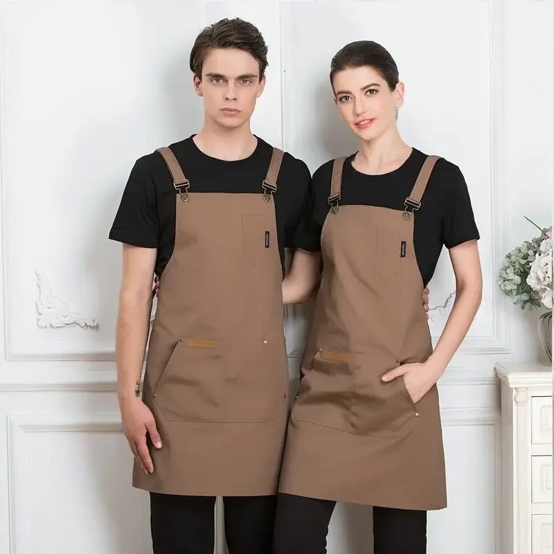 Cooking Bib Apron with Pockets Chef Cook Kitchen Apron for Men Women