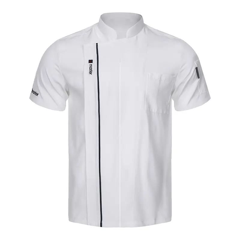 Chef Jacket Men Women Short Sleeve Uniform Snaps Button  for Kitchen Bakery Catering Hotel