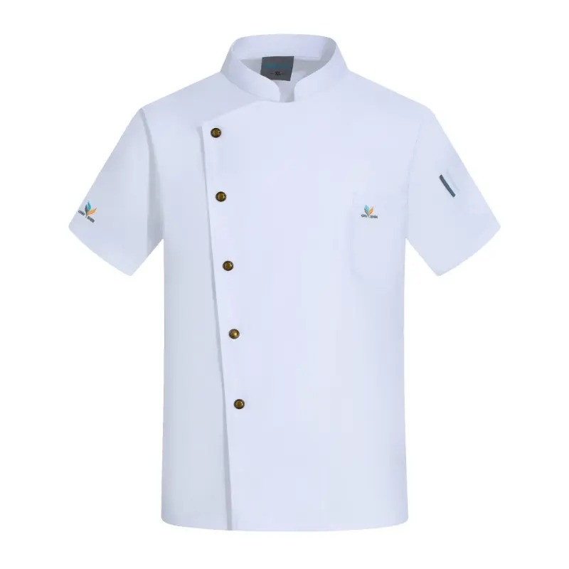 Chef Uniform Short Sleeve Men Women Embroidered Cook Jacket for Bakery Hotel Restaurant Catering Kitchen