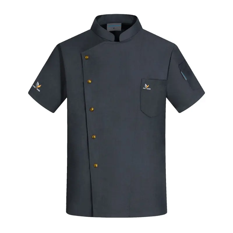Chef Uniform Short Sleeve Men Women Embroidered Cook Jacket for Bakery Hotel Restaurant Catering Kitchen