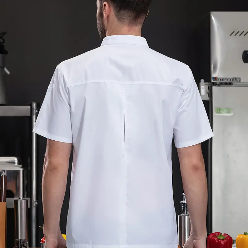 Sort Sleeve Chef Uniform for Men Women Restaurant Hotel Waiter Jacket and Apron