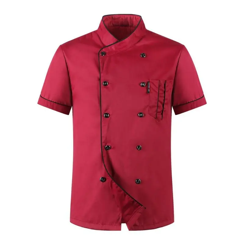 Chef Jacket Men Women Short Sleeve Shirt Kitchen Cook Coat Restaurant Waiter Uniforms