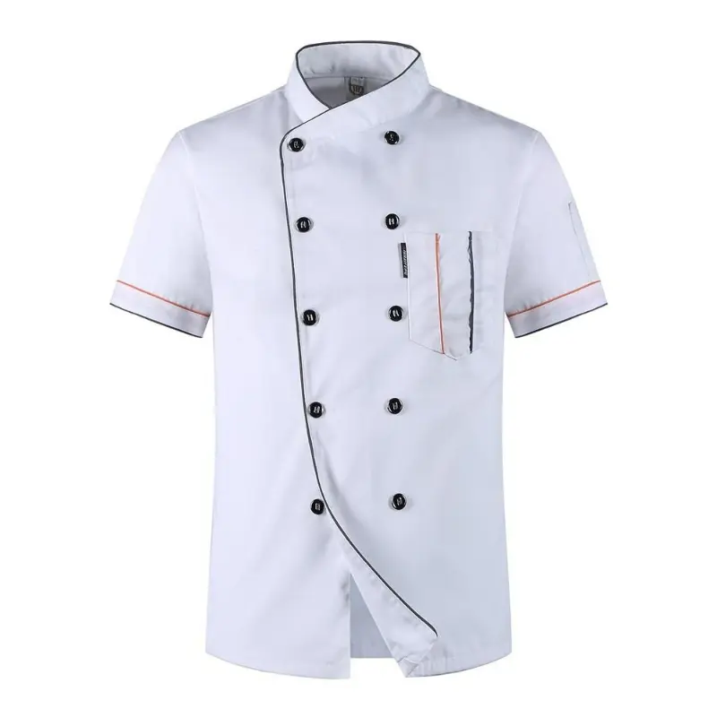 Chef Jacket Men Women Short Sleeve Shirt Kitchen Cook Coat Restaurant Waiter Uniforms